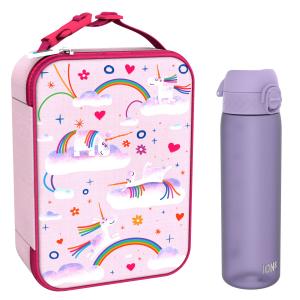 Zestaw lunchowy dla dzieci ION8 Unicorn Rainbows. Lunchbag i bidon 500ml