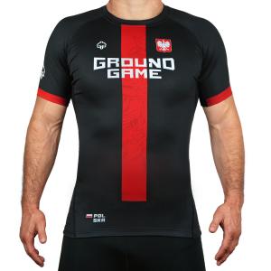 Rashguard do MMA/BJJ męski Ground Game Polska czarny z krótkim rękawem