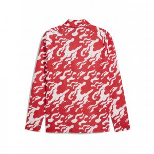 Męska bluza przedmeczowa z zamkiem 1/4 AC Milan PUMA White For All Time Red