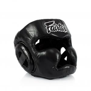 Kask Bokserski Fairtex HG13 z Ochroną Nosa Czarny/Czarny L