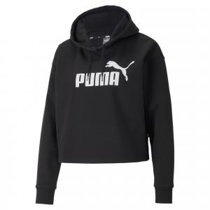 Damska bluza o skróconym kroju z kapturem z logo Essentials PUMA Black