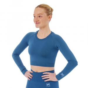 Xtreme Sportswear Crop Damski top sportowy z długim rękawem Niebieski