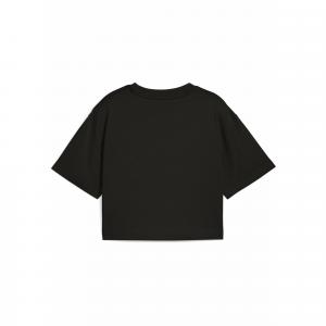 Młodzieżowa koszulka Essentials o krótkiej długości z grafiką PUMA Black