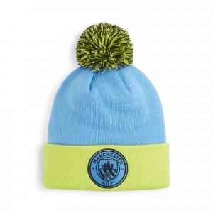 Młodzieżowa czapka beanie z pomponem Manchester City PUMA Magic Blue Yellow Glow