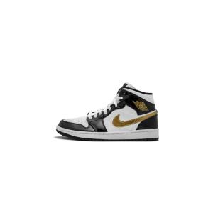 Buty do chodzenia dla dorosłych Air Jordan 1 Mid Patent Black White Gold