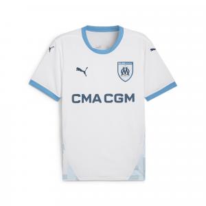 Młodzieżowa koszulka domowa Olympique Marsylia 24/25 PUMA White Bleu Azur Blue