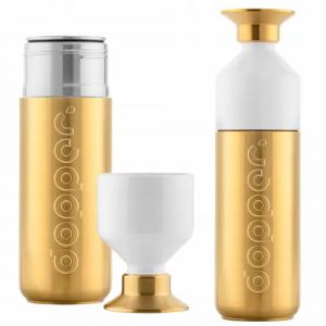 Ekologiczna butelka metalowa Dopper Steel Gold 800 ml z kubkiem termos