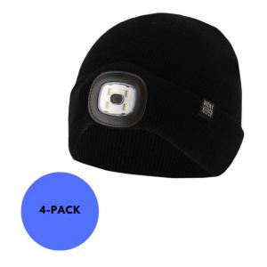 Czapka termiczna + oświetlenie LED dla dzieci - Czarny - 4 pary