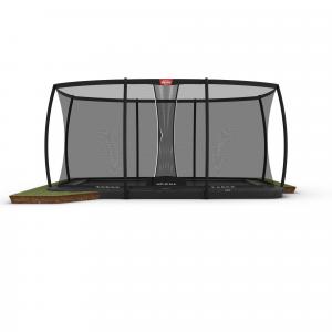 Trampolina BERG Champion + Siatka zab. FlatGround Prostokątna 500x300 Antr. sz.
