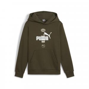 Młodzieżowa bluza z kapturem i grafiką PUMA POWER PUMA Dark Olive Green