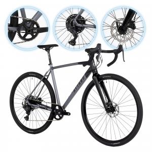 Rower gravelowy ATTABO GRADO 2.0 szary 56 cm Aluminiowa rama 10 przełożeń