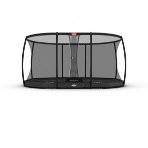 Trampolina owalna wkopywana w ziemię z siatką bezpieczeństwa deluxe BERG Elite