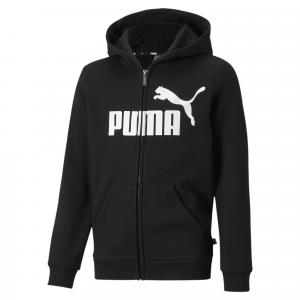 Młodzieżowa bluza z kapturem z dużym logo Essentials PUMA Black