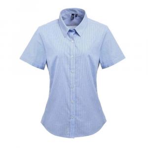 Damska Bawełniana Koszula Z Krótkim Rękawem W Kratkę Micro Gingham