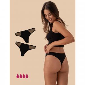 Komplet 2 stringów menstruacyjnych z bawełny o lekkim przepływie, Olivia