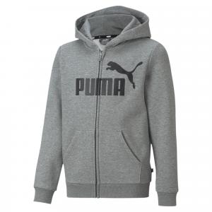 Młodzieżowa bluza z kapturem z dużym logo Essentials PUMA Medium Gray Heather