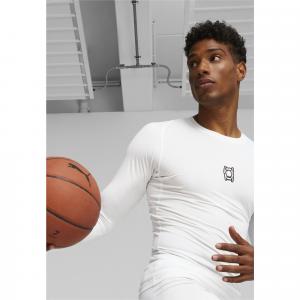 Męska koszulka z długim rękawem do koszykówki Hoops Team PUMA White