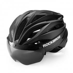 Kask rowerowy Rockbros z szybką, odpinane okulary z ochroną UV