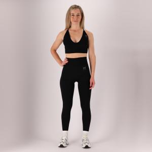 Damski zestaw sportowy - Legginsy/stanik - Czarny