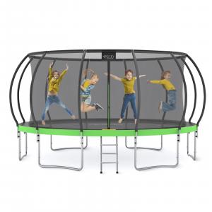 Trampolina ogrodowa dla dzieci 4FIZJO PRO z siatką ochronną 496cm 16FT zielona