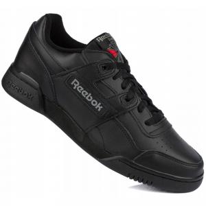 Męskie buty sportowe sneakersy skórzane czarne REEBOK WORKOUT PLUS