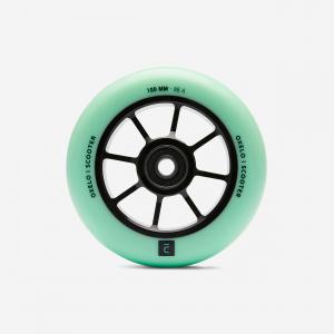Koło freestyle 100 mm z czarną aluminiową felgą i zieloną gumą PU88A