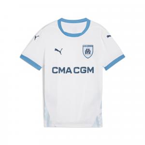 Młodzieżowa koszulka domowa Olympique Marsylia 24/25 PUMA White Bleu Azur Blue