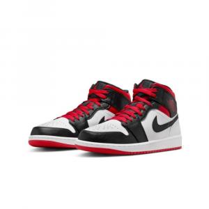 Buty do chodzenia dla dorosłych Air Jordan 1 Mid Black Toe Medium Red Collar