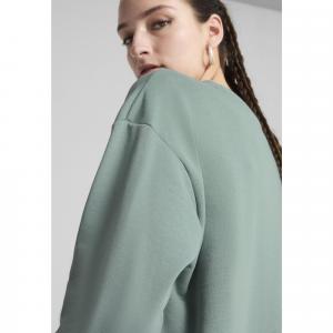 Damska luźna bluza z okrągłym dekoltem i małym logo No.1 ESS PUMA Green Moon