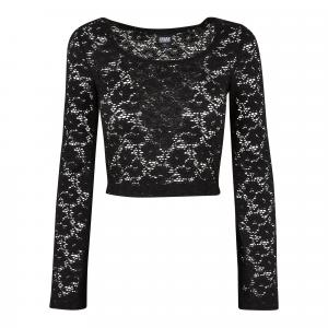 Crop Top Damski Koronka Z Długim Rękawem