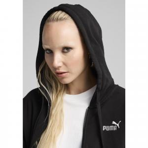 Damska rozpinana bluza z kapturem i małym logo ESS Comfort PUMA Black
