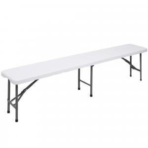 Ławka składana turystyczna 180x30x43 cm na kemping biało-szara
