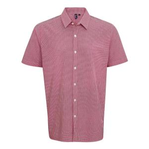 Męska Bawełniana Koszula Z Krótkim Rękawem W Kratkę Micro Gingham