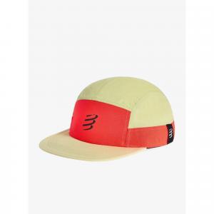 Czapka z daszkiem Compressport 5 Panel Light Cap - nile/fluo red