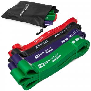 Zestaw 4 gum oporowych do ćwiczeń fitness Hop-Sport 7-57kg