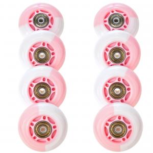 8x Świecące kółka LED do rolek RAVEN Etta White/Pink 64mm PU