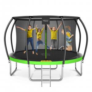 Trampolina ogrodowa dla dzieci 4FIZJO PRO z siatką ochronną 435cm 14FT zielona