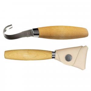 Outdoorowy MoraKniv Nóż łyżkowy 162 z podwójną krawędzią tnącą i skórzaną osłoną