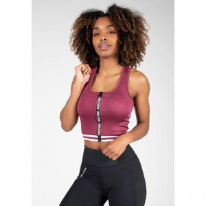 Mesa Zip Front - burgundowy crop top damski