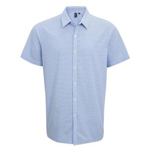 Męska Bawełniana Koszula Z Krótkim Rękawem W Kratkę Micro Gingham