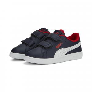 Dziecięce skórzane sneakersy Smash 3.0 V PUMA Navy White For All Time Red Blue