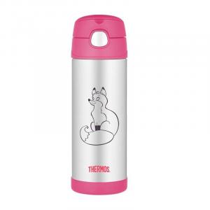 Termos dziecięcy Thermos ze słomką 470 ml różowy lis