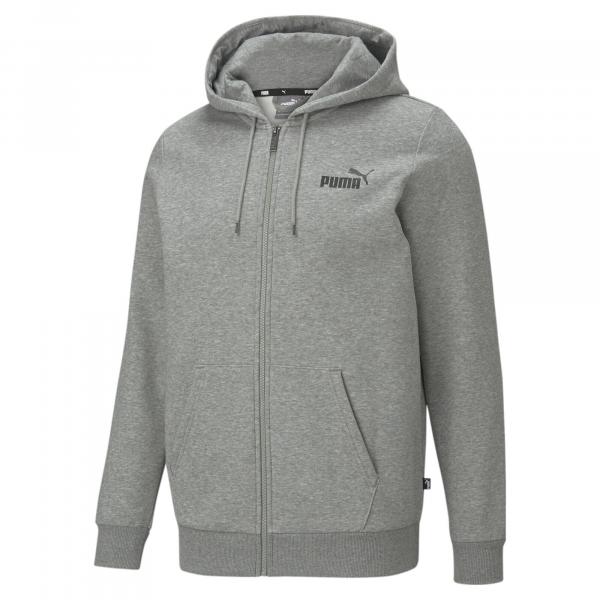 Męska rozpinana bluza z kapturem i logo Essentials PUMA Medium Gray Heather