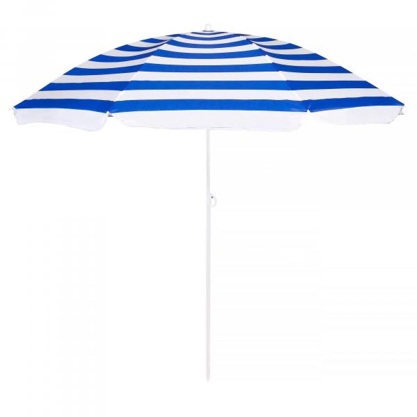 Parasol plażowy, kempingowy 180 cm łamany niebiesko-biały