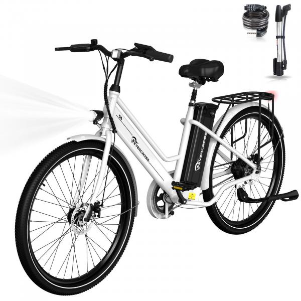 Rower elektryczny dla dorosłych z oponą 26'' 36V 15.6Ah APP EVERCROSS-EK8 Biały