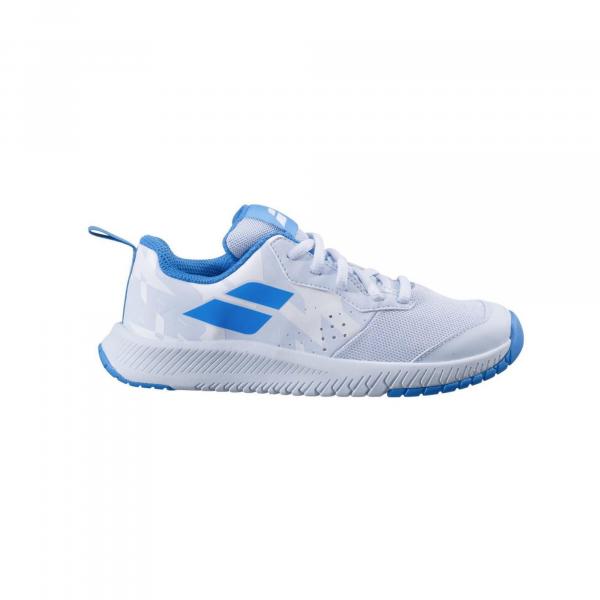 Buty tenisowe dziecięce Babolat Pulsion AC Kid white/illusion blue 28