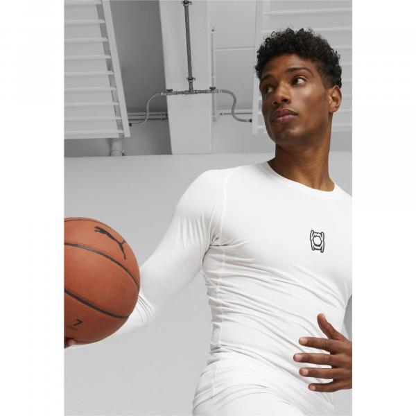 Męska koszulka z długim rękawem do koszykówki Hoops Team PUMA White