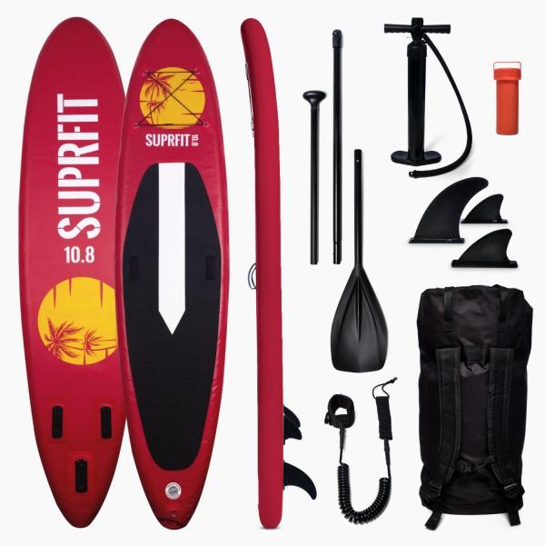 Zestaw deski SUP nadmuchiwanej - Touring Stand Up Paddle 10'8 Halia czerwony