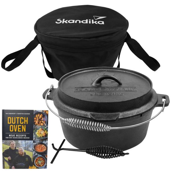 Żeliwny garnek kociołek kempingowy Dutch Oven Flame Master 7,1 L, bez nóżek