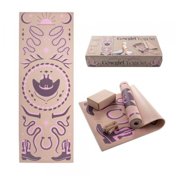 Zestaw do jogi myga Cowgirl Yoga Set: mata, klocek, pasek